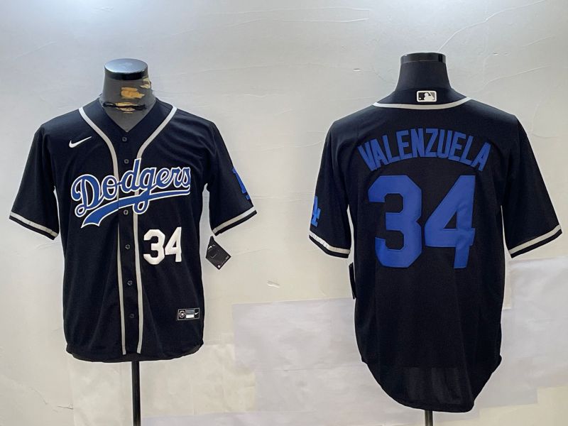 Men Los Angeles Dodgers #34 Valenzuela Black Game 2024 Nike MLB Jersey style 11202
